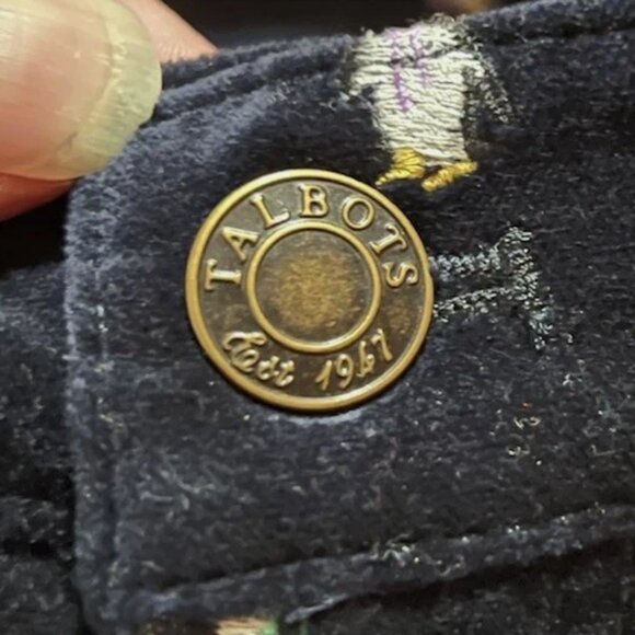 Talbots Navy Velveteen Embroidered Winter Penguins Christmas Holiday Pants 2P - Picture 4 of 10